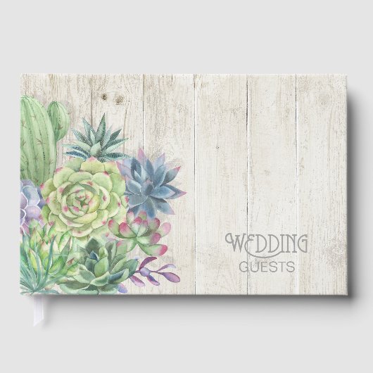 Succulents and Rustic Wood Wedding ID515 Gastenboek (Voorkant)