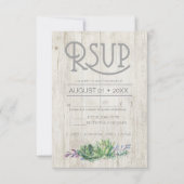 Succulents and Rustic Wood Wedding RSVP ID515 Kaartje (Voorkant)