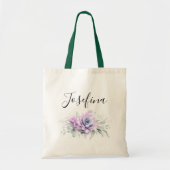 Succulents and Silver Greenery Elegant Script Name Tote Bag (Voorkant)