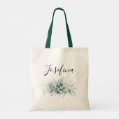 Succulents and Silver Greenery Elegant Script Name Tote Bag (Achterkant)