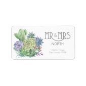 Succulents and Sparkle Wedding Mr & Mrs ID515 Etiket (Voorkant)