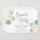 Succulents baby shower brunch fille Invitation (Devant)