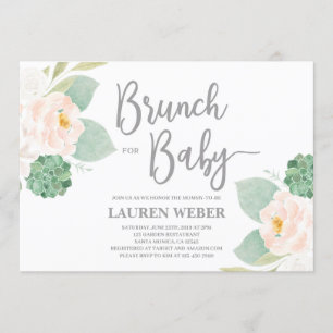Succulents baby shower brunch meisje Uitnodiging