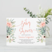 Succulents baby shower fille invitation (Debout devant)