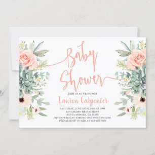Succulents baby shower fille invitation