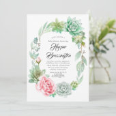 Succulents Baby shower Invitation fille (Debout devant)