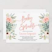 Succulents bébé Sprinkle girl Invitation (Devant / Derrière)