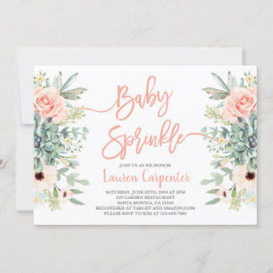 Succulents bébé Sprinkle girl Invitation
