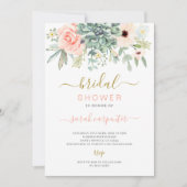 Succulents Bridal Shower-uitnodiging Kaart (Voorkant)