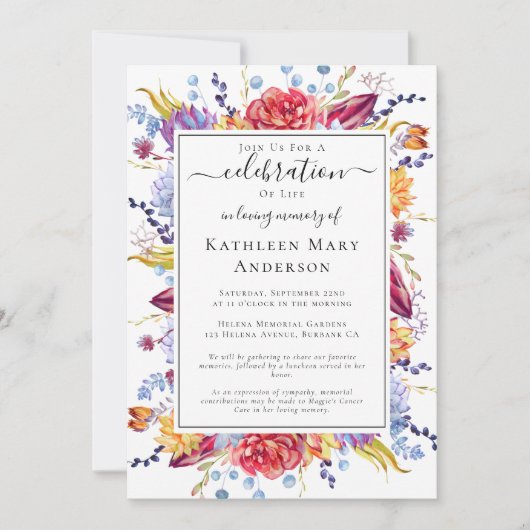 Succulents Célébration de la vie Invitation commém (Devant)
