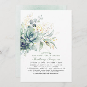 Succulents Celebration of Life Memorial Funeral Kaart