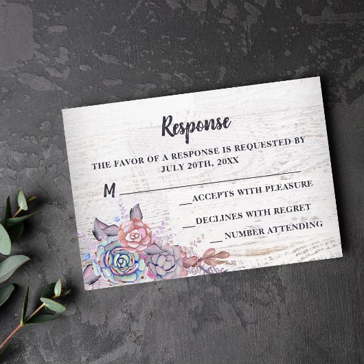 Succulents doux Aquarelle rustique Réponse mauve