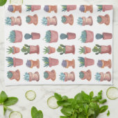 Succulents doux cactus aquarelle serviette de cuis (Plié)