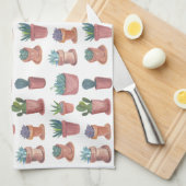 Succulents doux cactus aquarelle serviette de cuis (Quart Plié)