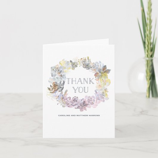 Succulents doux Carte de remerciements Mariage (Devant)
