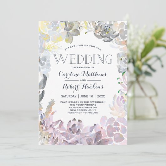 Succulents doux Faire-part de mariage (Debout devant)