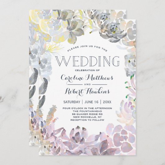 Succulents doux Faire-part de mariage (Devant / Derrière)