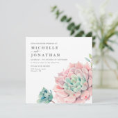 Succulents doux Faire-part de mariage rose vert (Debout devant)