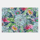 Succulents Echeveria Cactus Flowers Pattern Inpakpapier Vel (Voorkant 2)