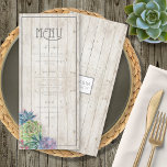 Succulents et Rustic Wood Mariage Menu ID515<br><div class="desc">Des polices uniques, des succulents colorés à l'aquarelle et des arrière - plans rustiques en planches de bois sont les points forts de ces produits mariages mélangés et assortis. Ce beau menu de réception dispose d'un modèle pour modifier les sélections de votre menu avec les initiales de la mariée et...</div>