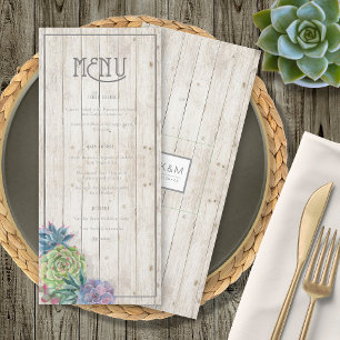 Succulents et Rustic Wood Mariage Menu ID515