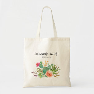 Succulents Floral Greenery Canvas tas