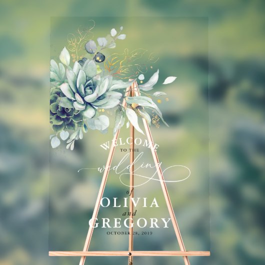 Succulents Gold Feuille Mariage de verdure Bienven (Neutre)