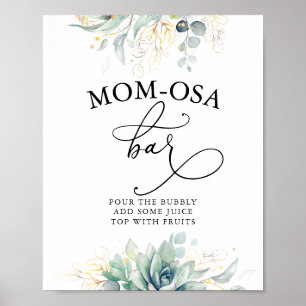 Succulents Gold Greenery Ma-osa Bar Sign Poster