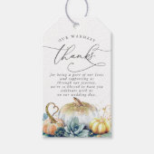 Succulents Greenery and Gold Pumpkins Herfst Bedan Cadeaulabel (Voorkant)