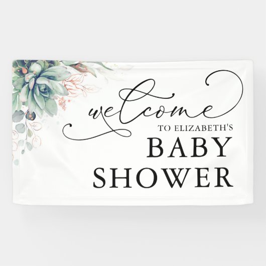 Succulents Greenery Baby shower Welcome Banner (Horizontaal)