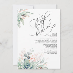 Succulents Greenery Brunch Baby shower Invitation Kaart