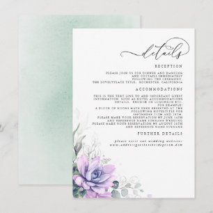 Succulents Greenery Gold Leaves Wedding Details Informatiekaartje