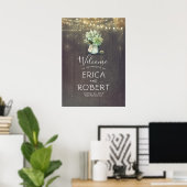 Succulents Greenery Mason Jar Rustic Wedding Poster (Thuiskantoor)