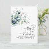 Succulents Greenery Silver Leaves Rehearsal Dinner Kaart (Staand voorkant)