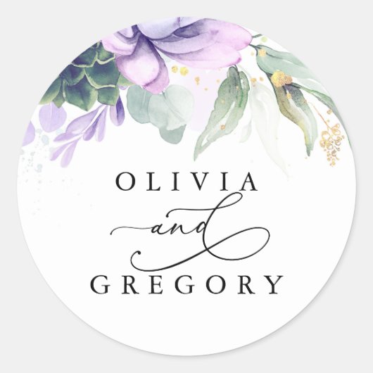 Succulents Greenery Wedding Classic Round Sticker (Voorkant)