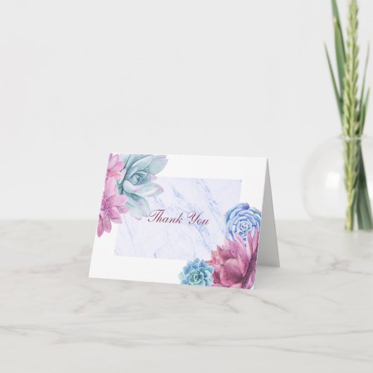Succulents Marbre moderne Floral Chic Merci (Devant)