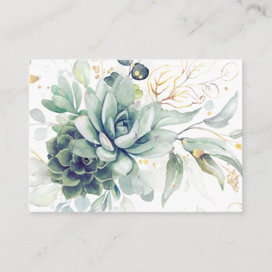 Succulents Mariage de verdure Carte de site Web (Dos)