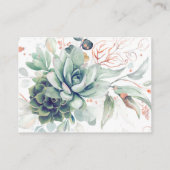 Succulents Mariage de verdure Carte de site Web (Dos)