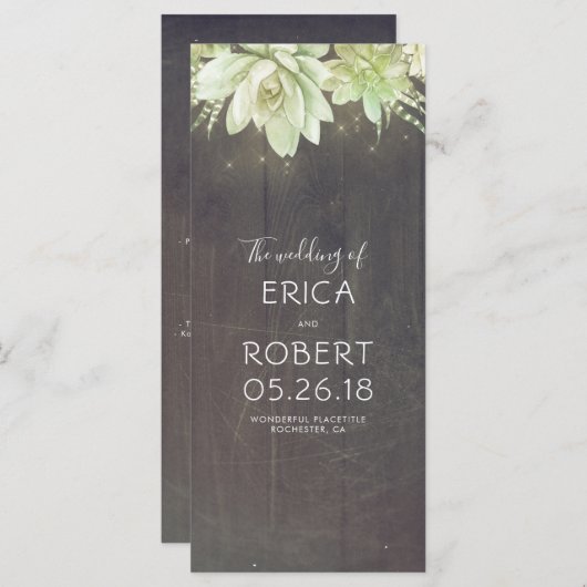 Succulents Programmes de mariage rustique (Devant / Derrière)