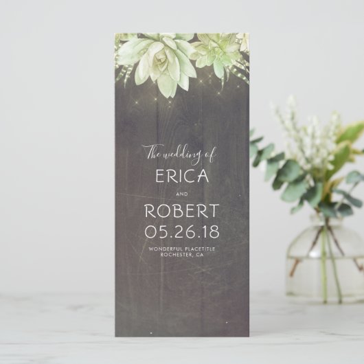 Succulents Programmes de mariage rustique (Debout devant)