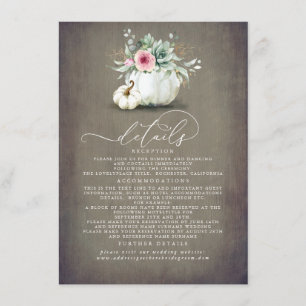 Succulents Pumpkins Gold Leaves Wedding Details Informatiekaartje