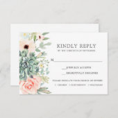 Succulents RSVP bruiloft insert card (Voorkant / Achterkant)