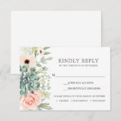 Succulents RSVP bruiloft insert card Kaartje (Voorkant / Achterkant)