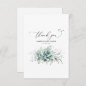 Succulents Silver Greenery Baby shower Hartelijk d Bedankkaart (Voorkant / Achterkant)