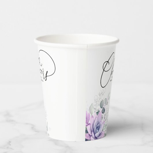 Succulents Silver Greenery laat de elegante modern Papieren Bekers (Rechts)