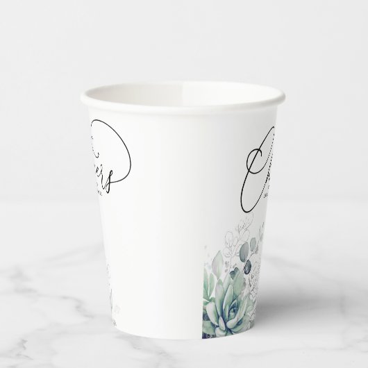 Succulents Silver Greenery laat de elegante modern Papieren Bekers (Links)