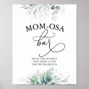 Succulents Silver Greenery Mam-osa Bar Sign Poster