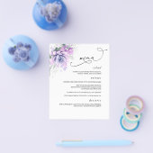 Succulents Silver Greenery Wedding Menu (Enkel)