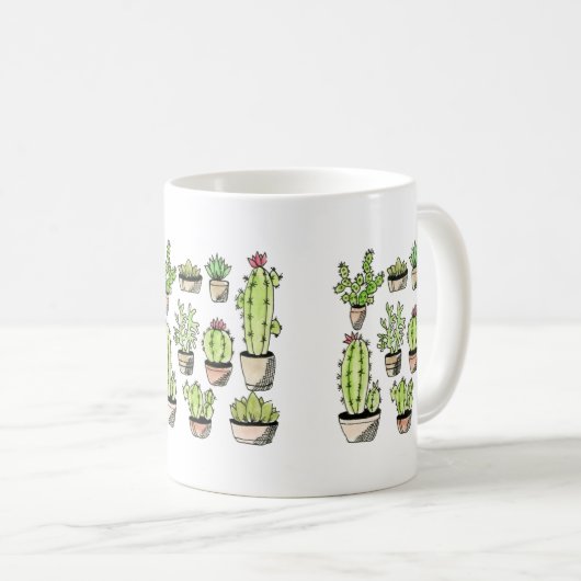 Succulents sur une Mug (Devant droit)