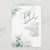 Succulents verdure Brunch Baby shower Invitation (Devant / Derrière)